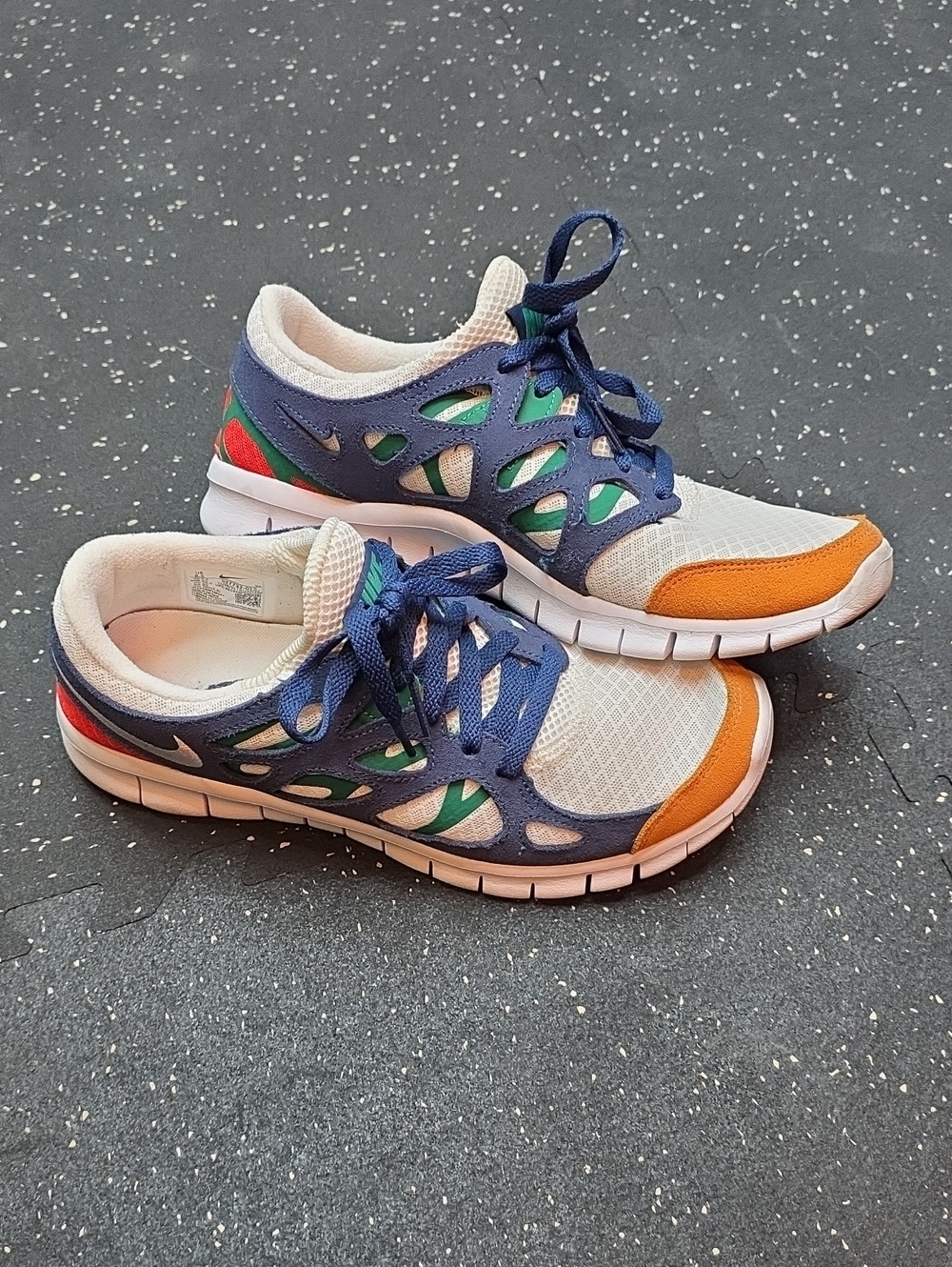 Nike Athletic Sneakers - Navy, Orange & Green Accents, Mens